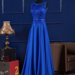 Royal Blue Formal Evening Gown Floor-length Dress